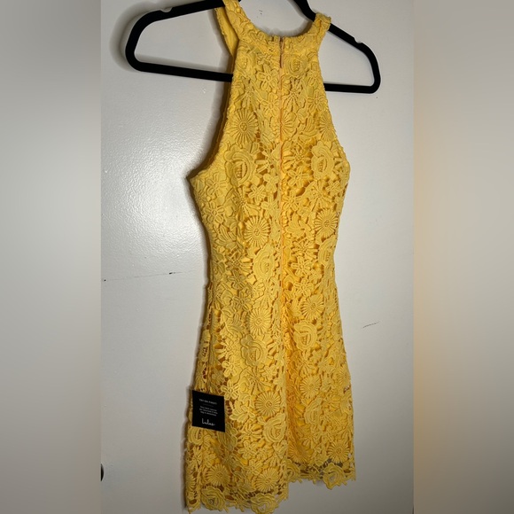 Lulus Love Poem Yellow Lace Mini Dress Size XS NWT - Picture 8 of 14
